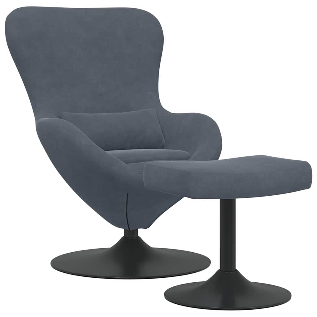 Sedia Egg con Pouf Grigio scuro Velluto | homemem39