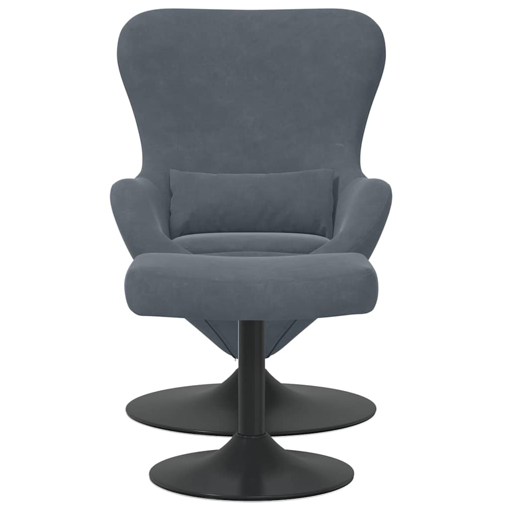 Sedia Egg con Pouf Grigio scuro Velluto | homemem39