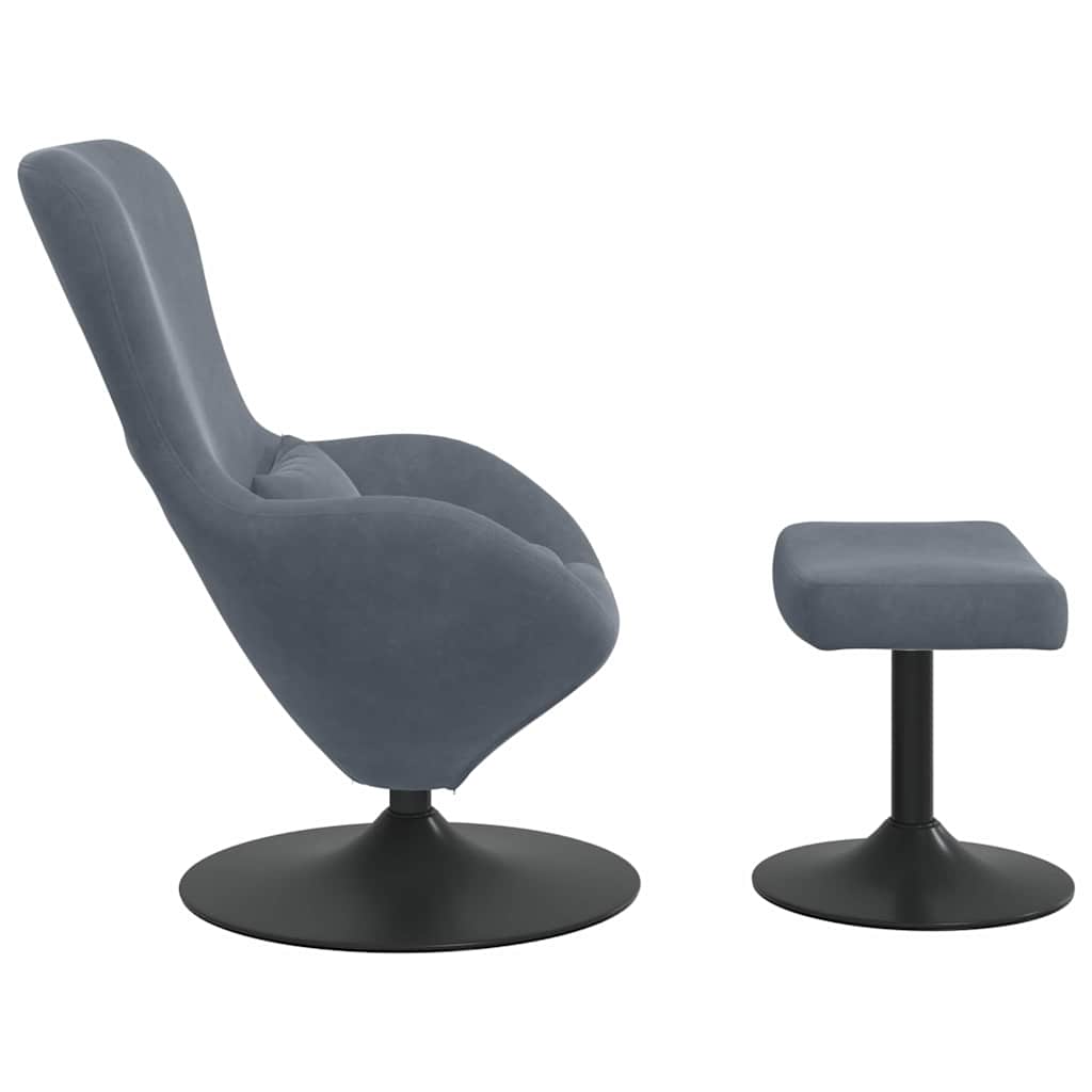 Sedia Egg con Pouf Grigio scuro Velluto | homemem39