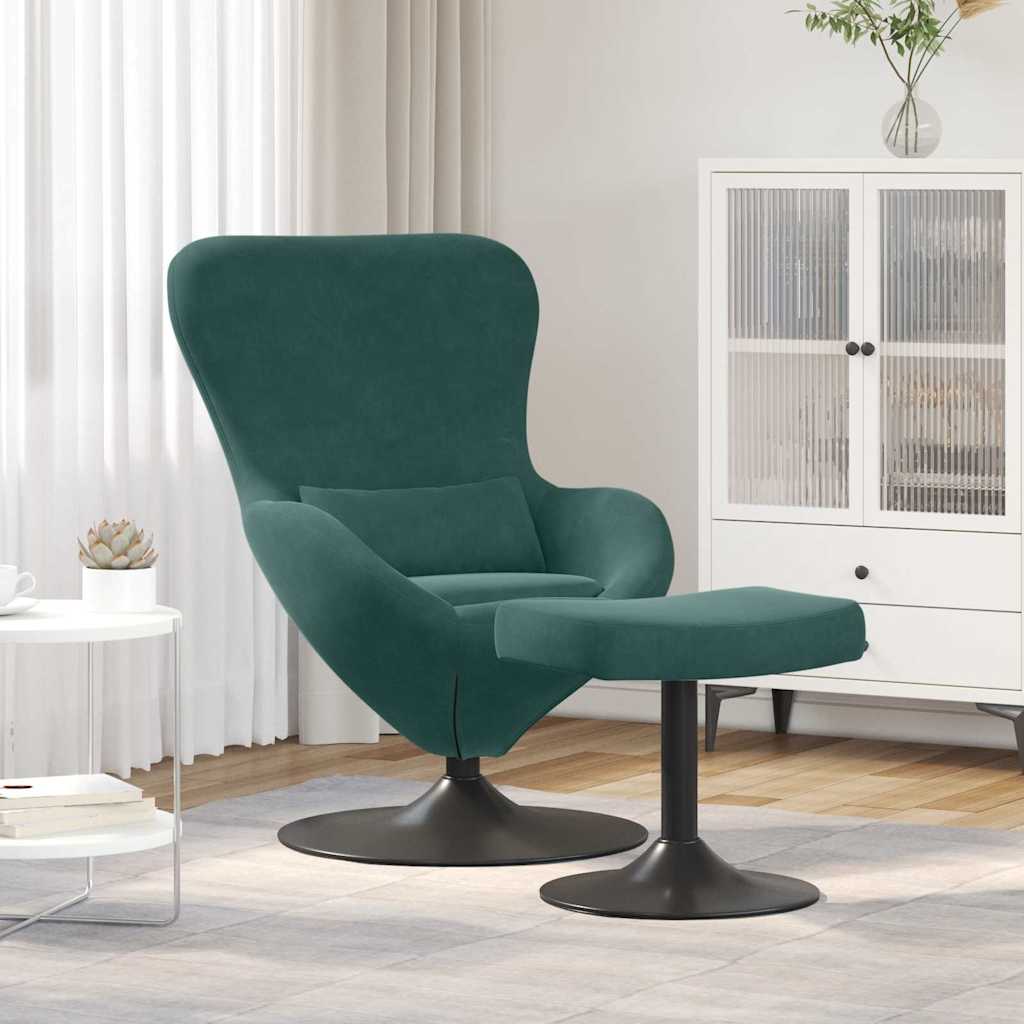 Sedia Egg con Pouf Verde Scuro Velluto | homemem39