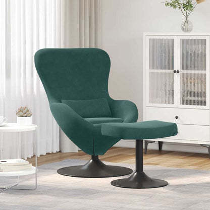 Sedia Egg con Pouf Verde Scuro Velluto | homemem39