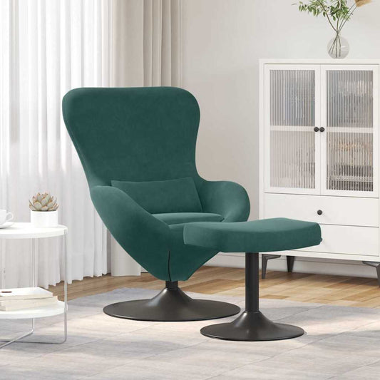 Sedia Egg con Pouf Verde Scuro Velluto | homemem39