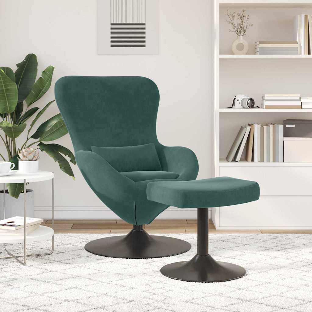 Sedia Egg con Pouf Verde Scuro Velluto | homemem39