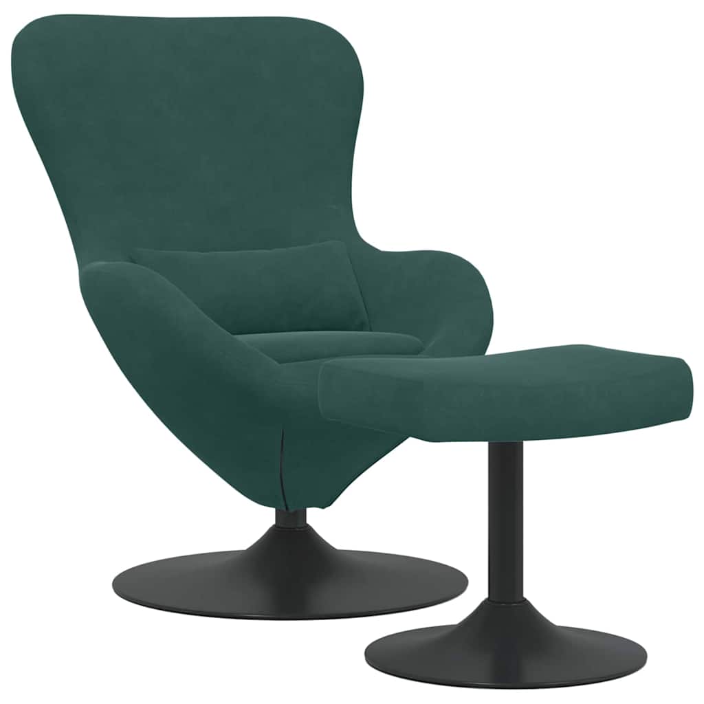 Sedia Egg con Pouf Verde Scuro Velluto | homemem39