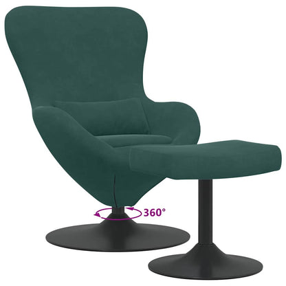 Sedia Egg con Pouf Verde Scuro Velluto | homemem39