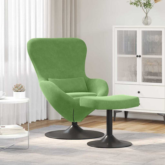 Sedia Egg con Pouf Verde chiaro 63 x 73 x 90 cm Velluto