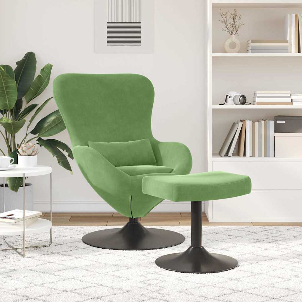Sedia Egg con Pouf Verde chiaro 63 x 73 x 90 cm Velluto