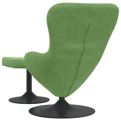 Sedia Egg con Pouf Verde chiaro 63 x 73 x 90 cm Velluto
