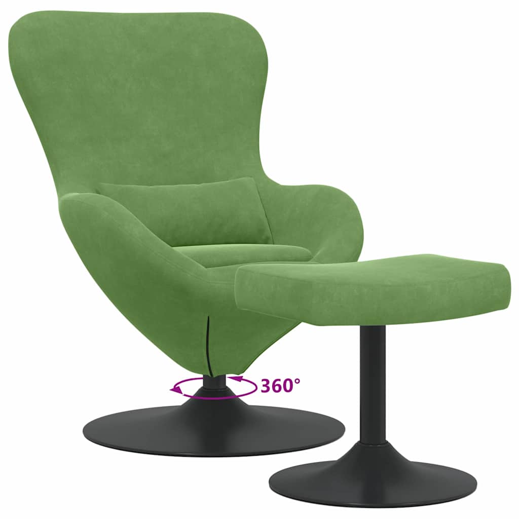 Sedia Egg con Pouf Verde chiaro 63 x 73 x 90 cm Velluto