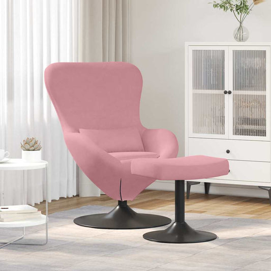 Sedia Egg con Pouf Rosa Velluto | homemem39