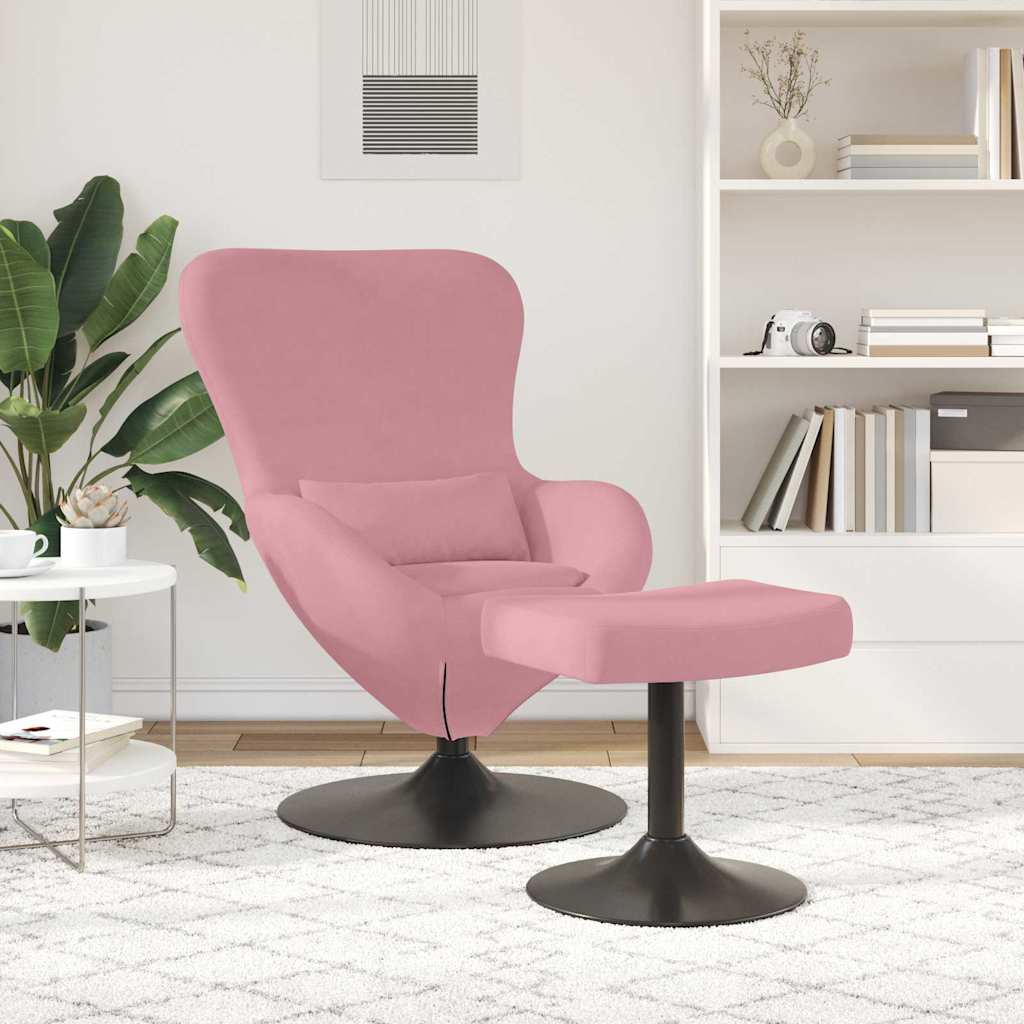 Sedia Egg con Pouf Rosa 63 x 73 x 90 cm Velluto - homemem39