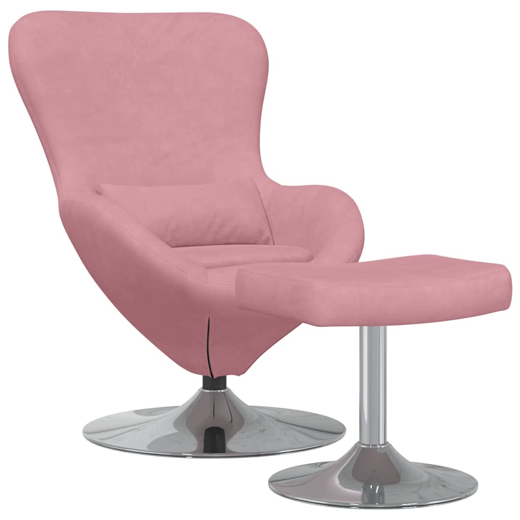Sedia Egg con Pouf Rosa 63 x 73 x 90 cm Velluto - homemem39
