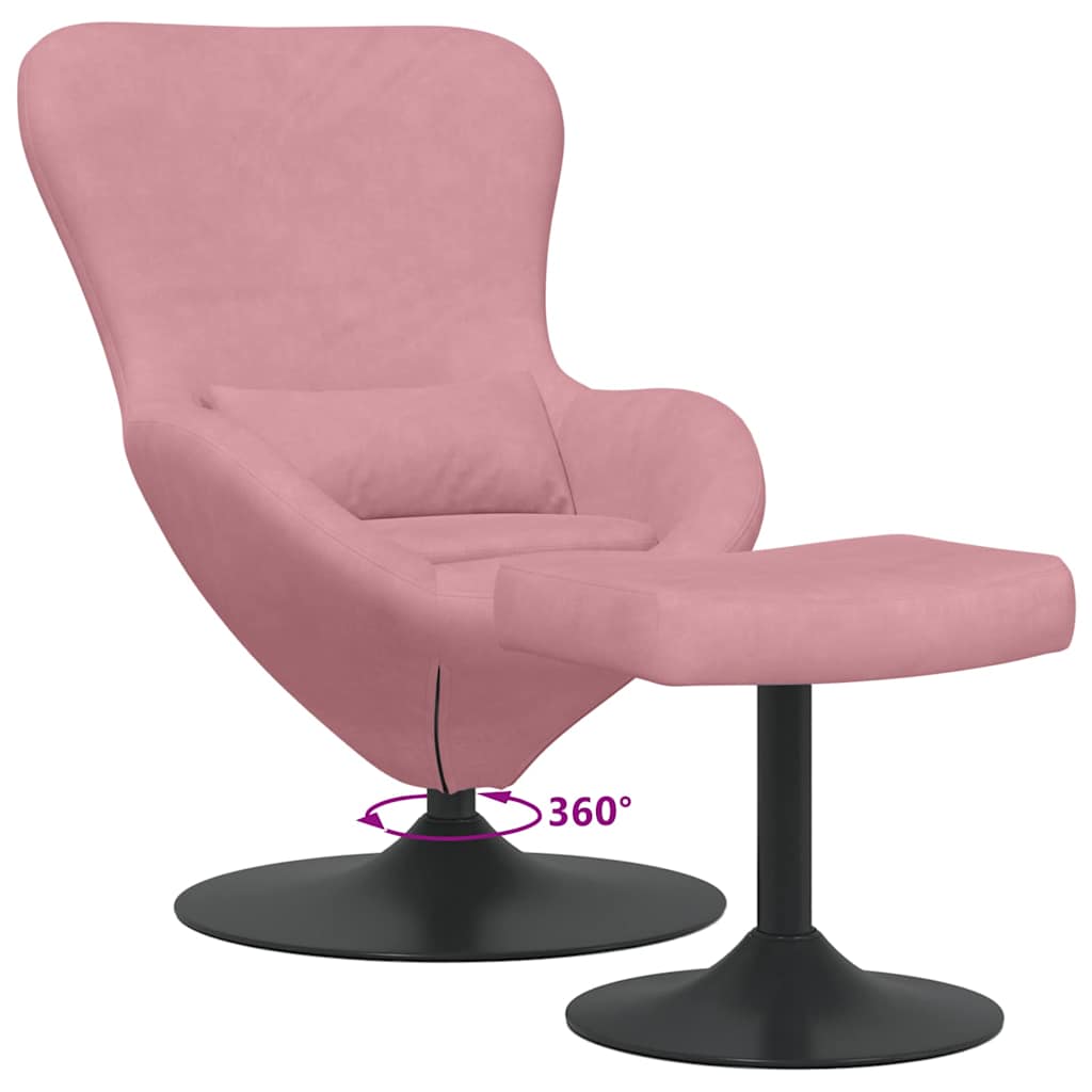 Sedia Egg con Pouf Rosa 63 x 73 x 90 cm Velluto - homemem39