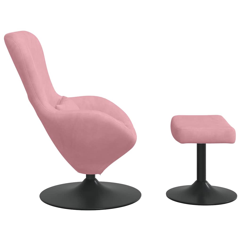 Sedia Egg con Pouf Rosa 63 x 73 x 90 cm Velluto - homemem39