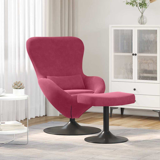 Sedia Egg con Pouf Rosso Vino Velluto | homemem39