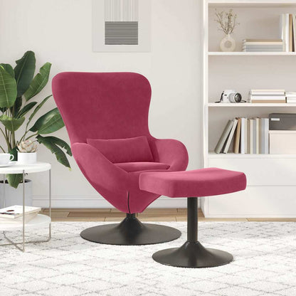 Sedia Egg con Pouf Rosso Vino Velluto | homemem39