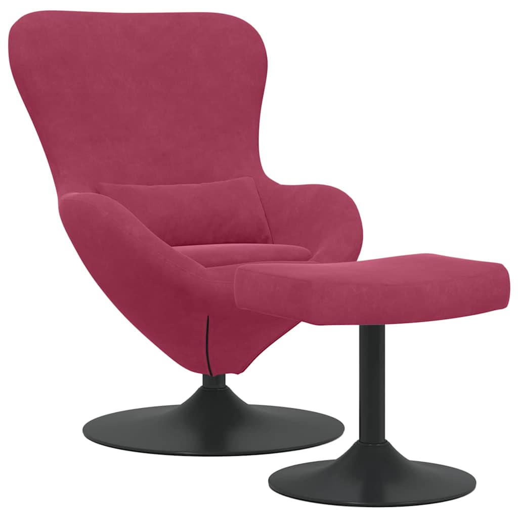 Sedia Egg con Pouf Rosso Vino Velluto