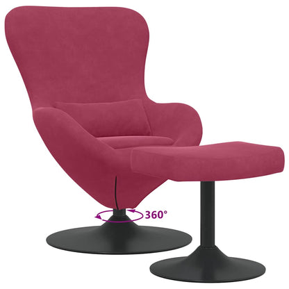 Sedia Egg con Pouf Rosso Vino Velluto | homemem39