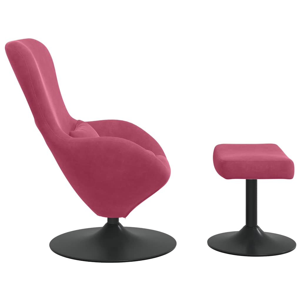 Sedia Egg con Pouf Rosso Vino Velluto | homemem39