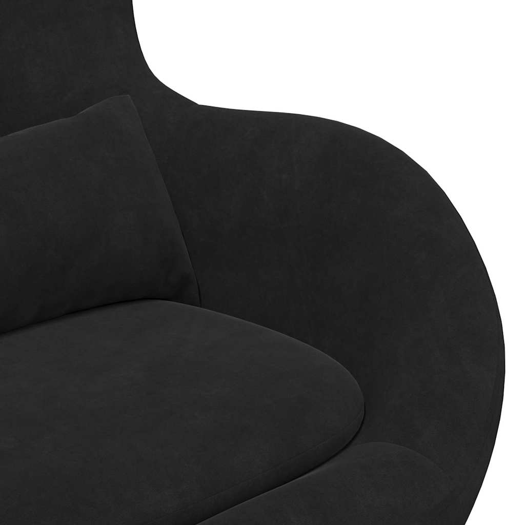 Sedia Egg con Pouf Nero 63 x 73 x 90 cm Velluto - homemem39