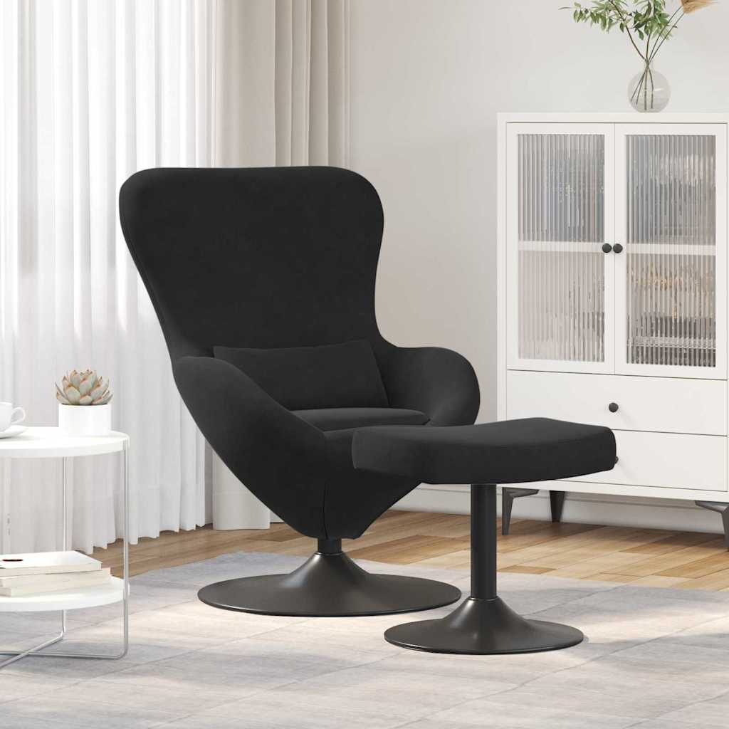 Sedia Egg con Pouf Nero Velluto