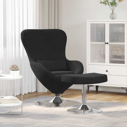 Sedia Egg con Pouf Nero 63 x 73 x 90 cm Velluto - homemem39