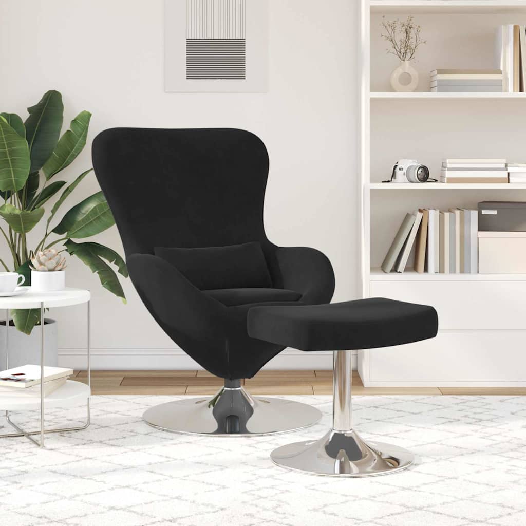 Sedia Egg con Pouf Nero 63 x 73 x 90 cm Velluto - homemem39