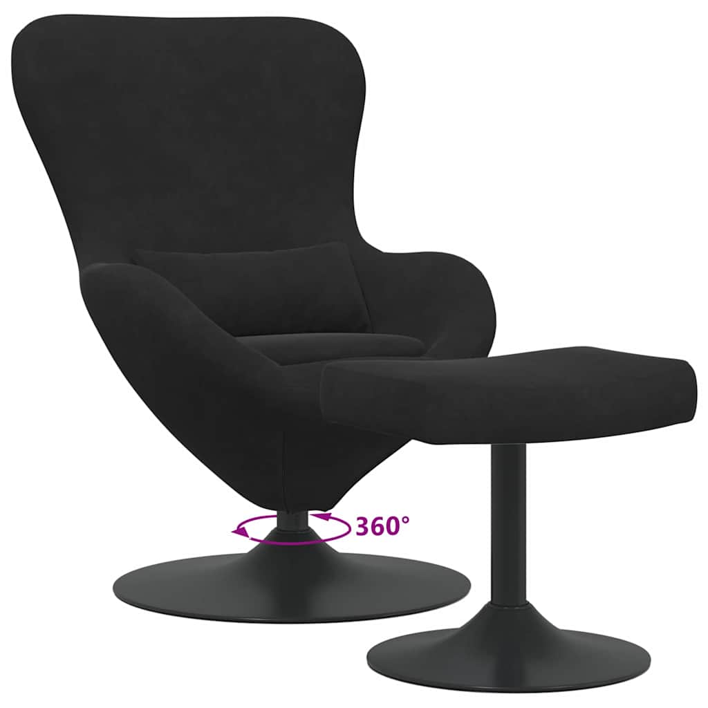 Sedia Egg con Pouf Nero Velluto