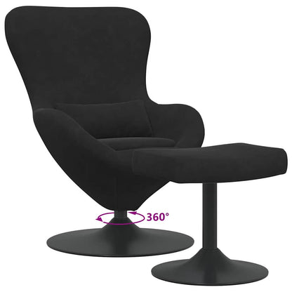 Sedia Egg con Pouf Nero Velluto