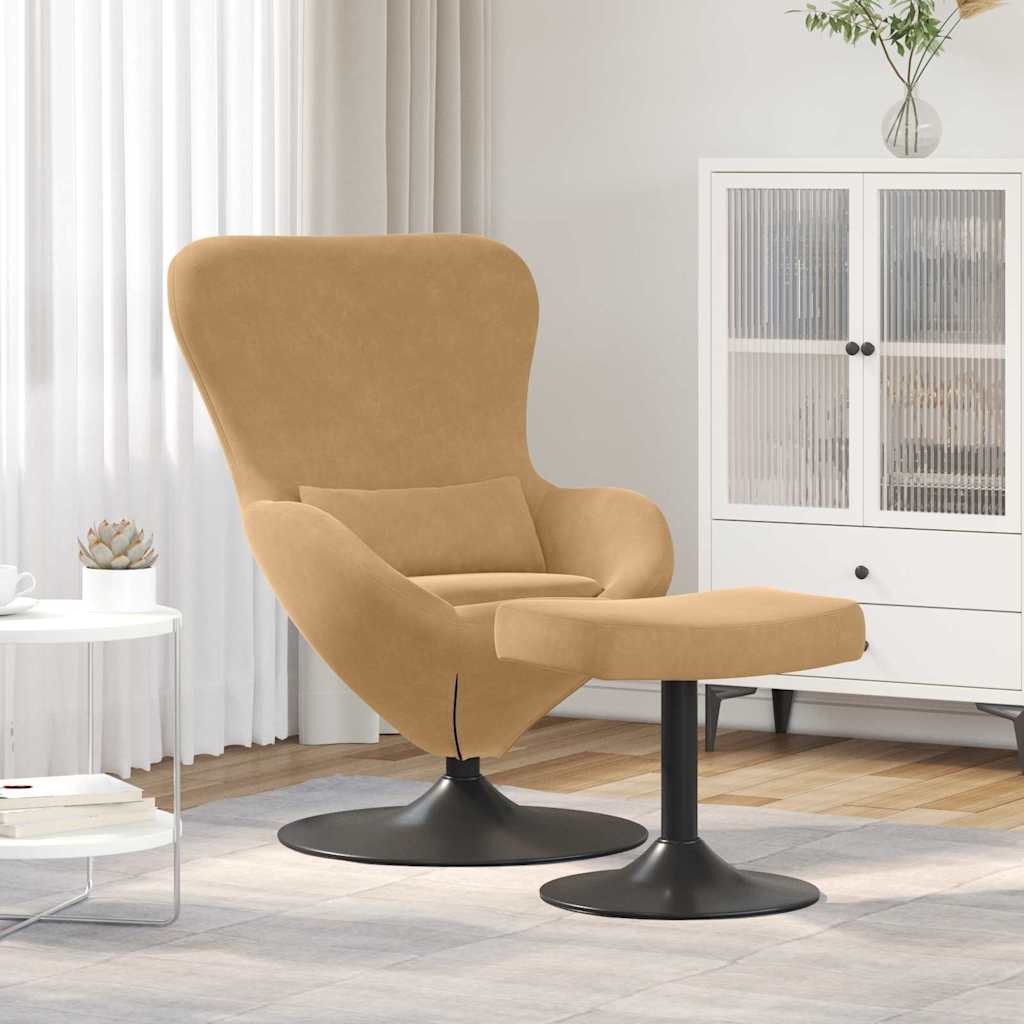 Sedia Egg con Pouf Marrone Velluto | homemem39