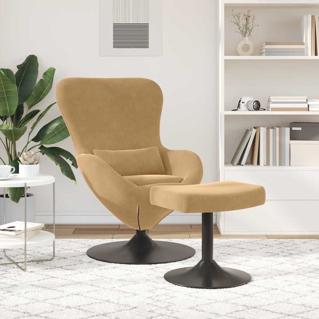 Sedia Egg con Pouf Marrone Velluto | homemem39