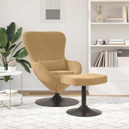 Sedia Egg con Pouf Marrone Velluto | homemem39