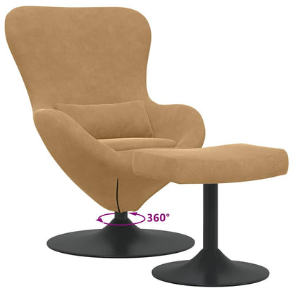 Sedia Egg con Pouf Marrone Velluto | homemem39