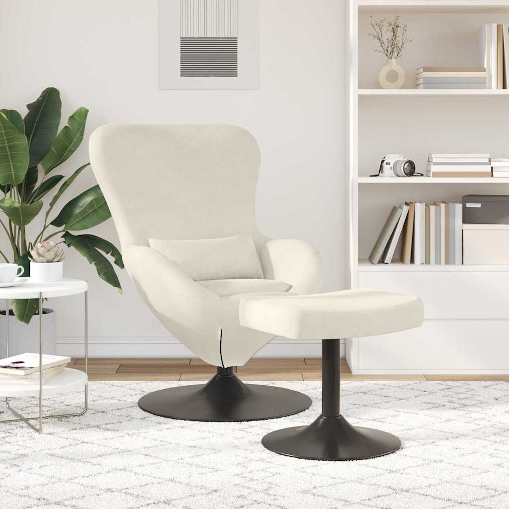 Sedia Egg con Pouf Crema Velluto | homemem39