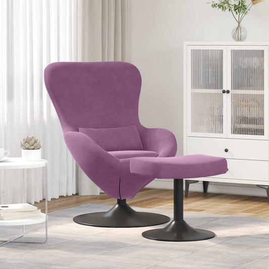 Sedia Egg con Pouf Viola Velluto