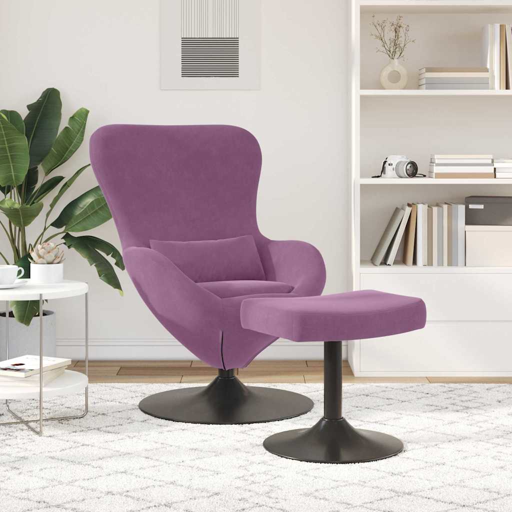 Sedia Egg con Pouf Viola Velluto