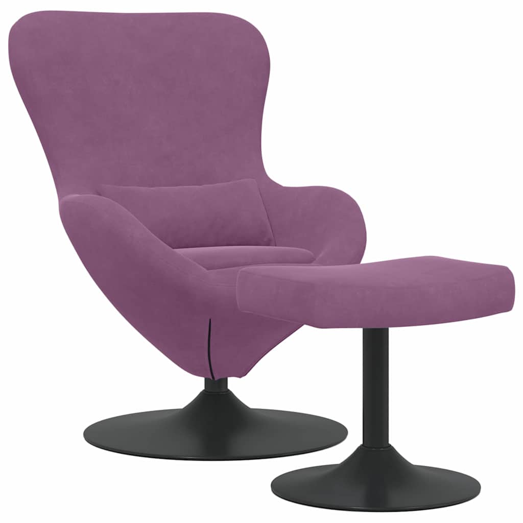Sedia Egg con Pouf Viola Velluto