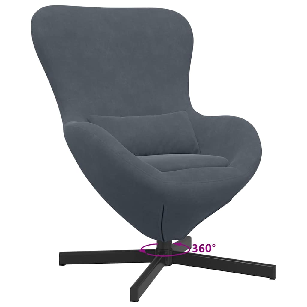 Poltrona uovo Grigio scuro 63 x 73 x 90 cm Velluto