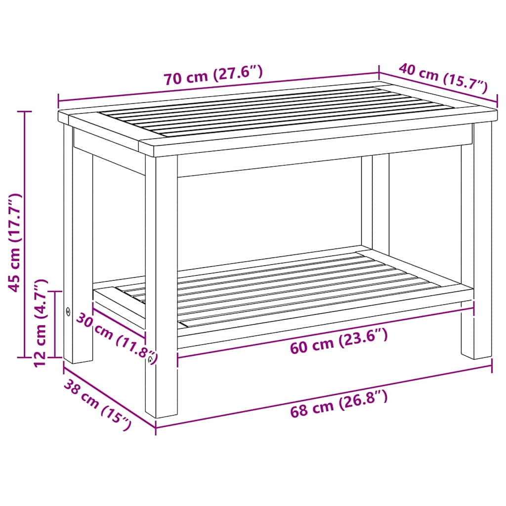 Tavolo laterale Olio Naturale 70 x 40 x 45 cm | homemem39