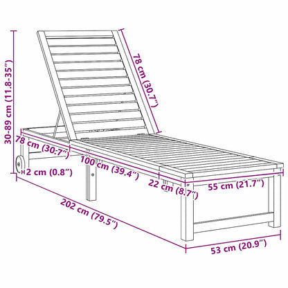 Lettino da sole Marrone 202 x 53 x 89 cm