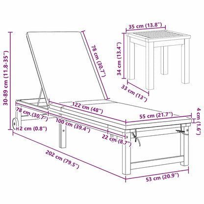 Lettino da sole Marrone 202 x 53 x 89 cm
