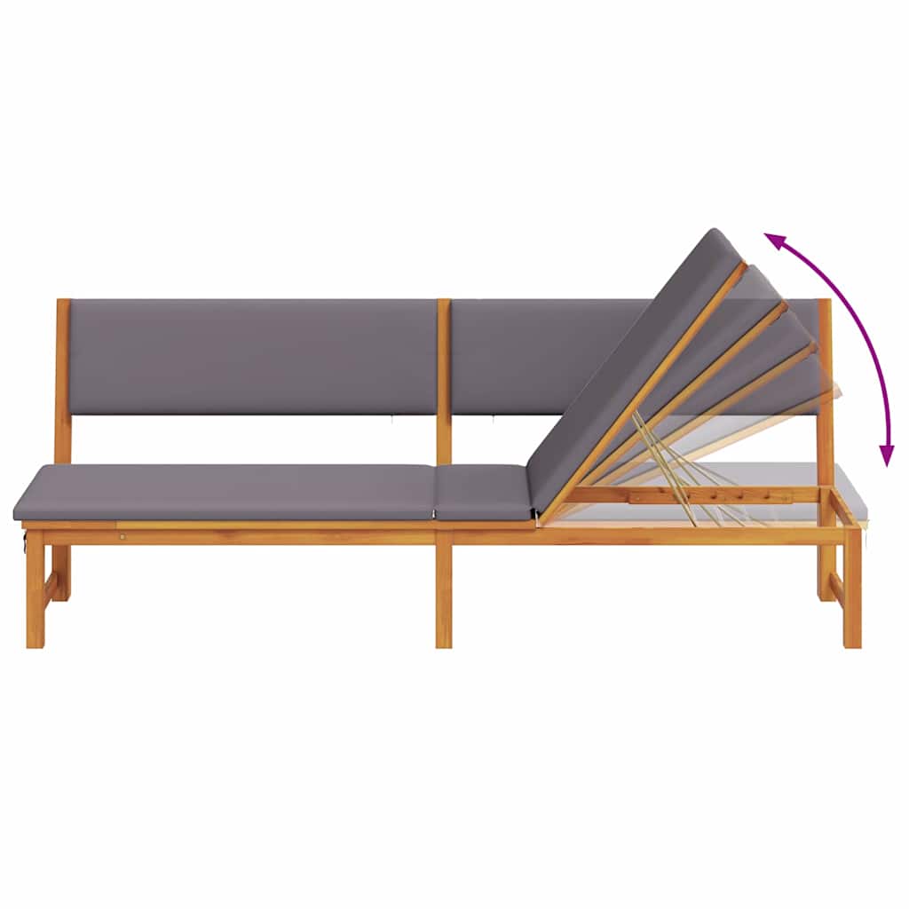 Lettino da sole con cuscino Marrone 200 x 57 x 75cm