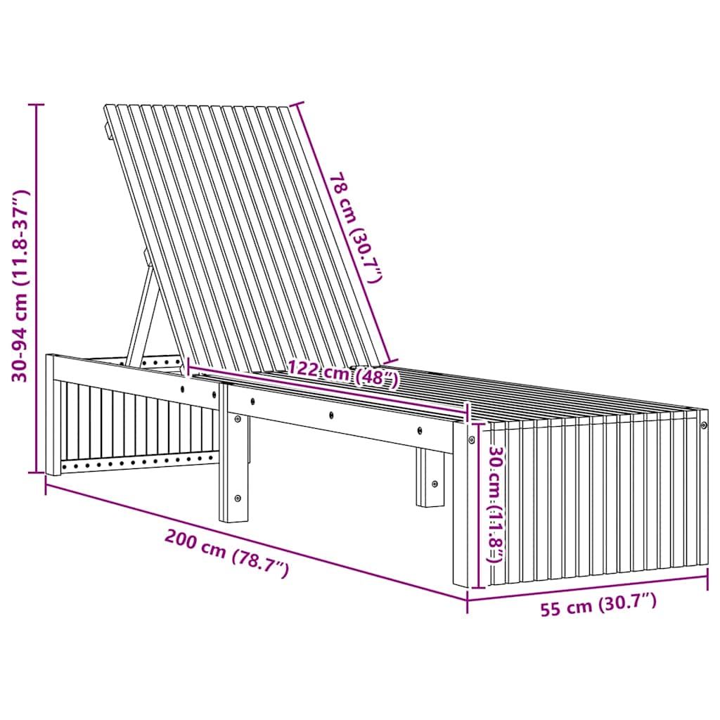 Lettino da sole Marrone 55 x 200 x 94cm