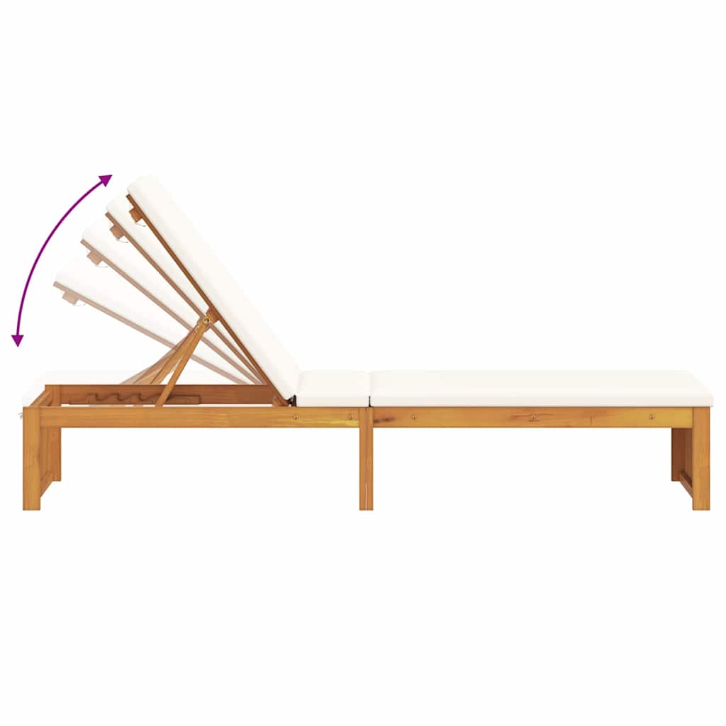 Lettino da sole con cuscino Marrone 55 x 200 x 94cm