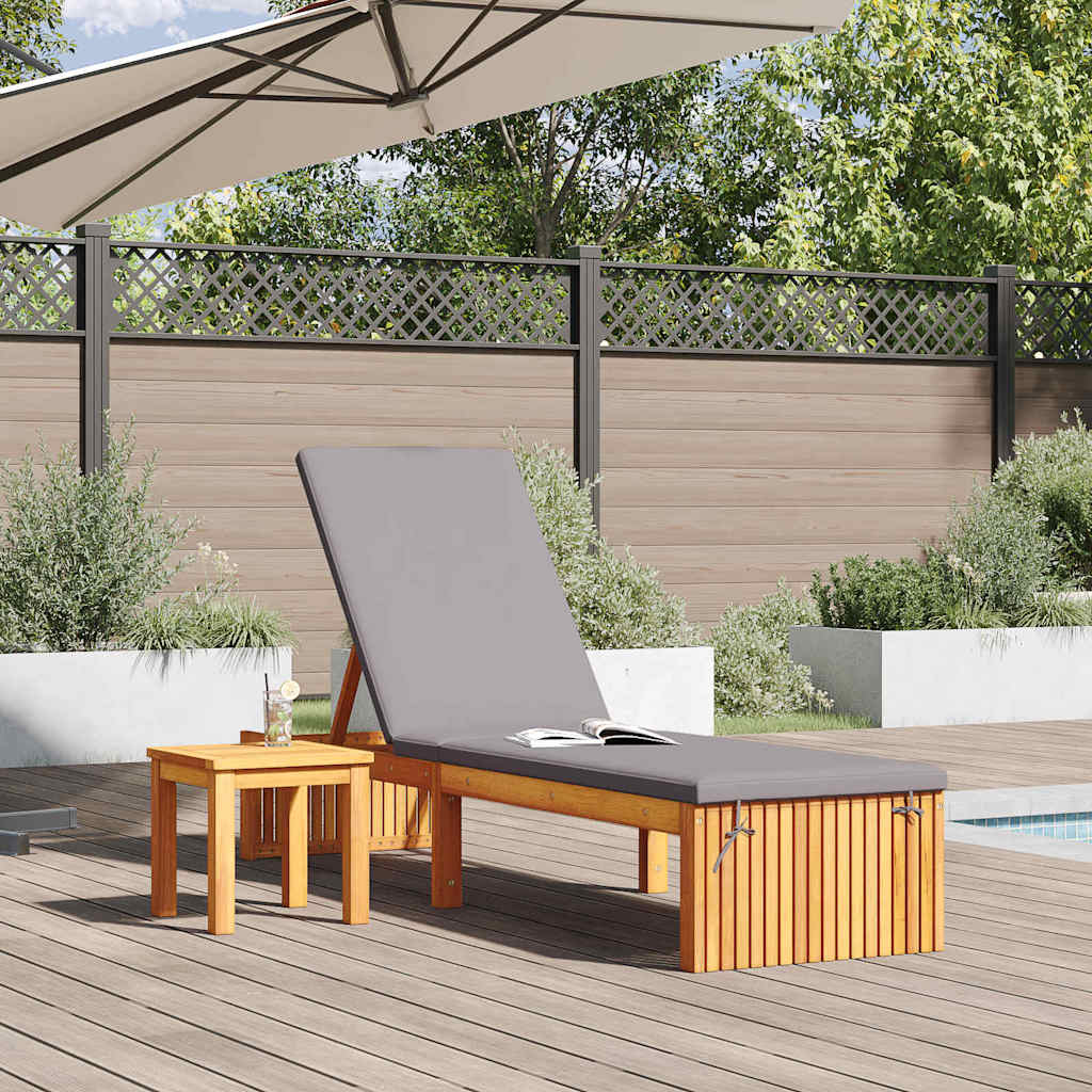 Lettino da sole con cuscino Marrone 55 x 200 x 94cm