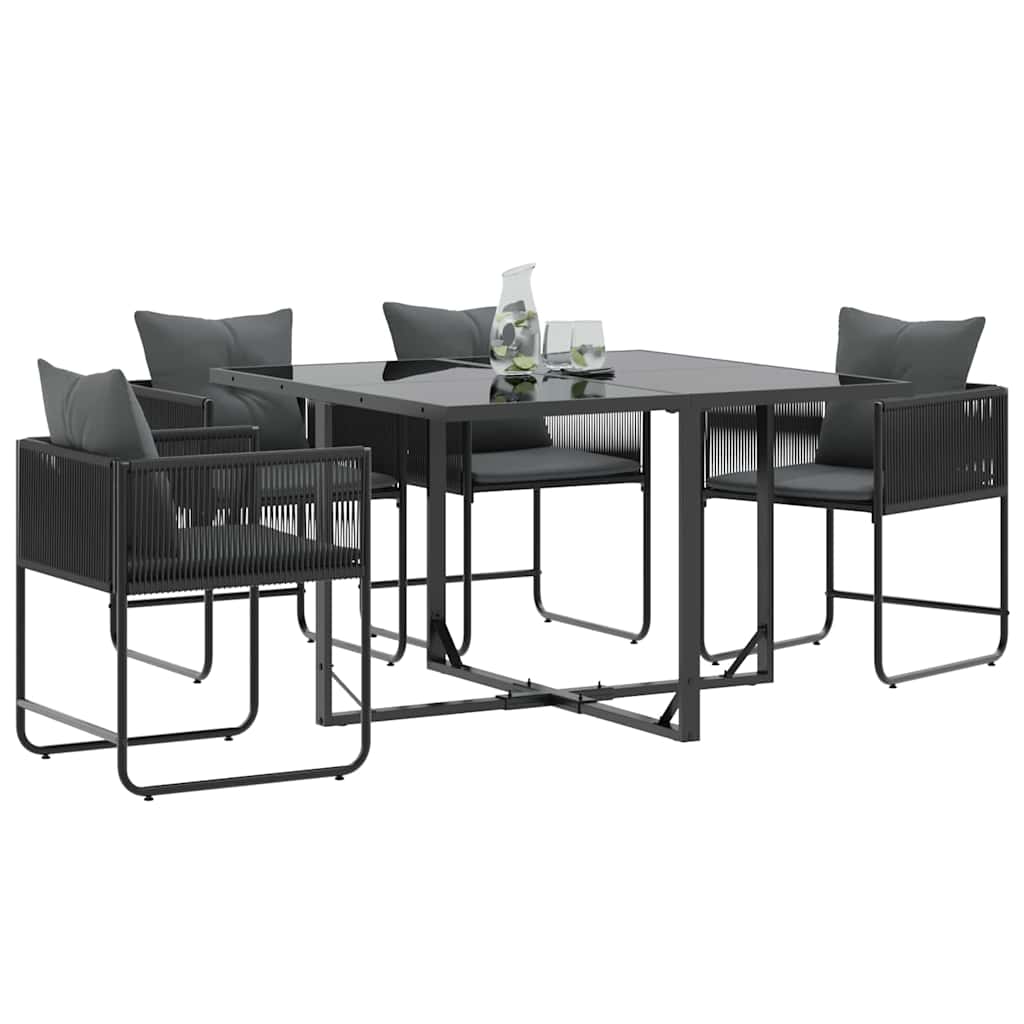 Sedie da giardino 4 pcs Nero e antracite 50.5 x 53.5 x 63.5 cm - homemem39