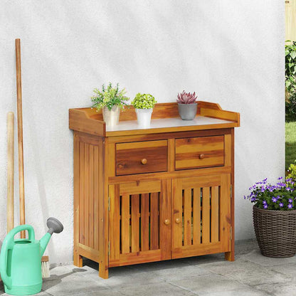 Mobiletto da Giardino con cassetto Naturale 78 x 36,5 x 78cm