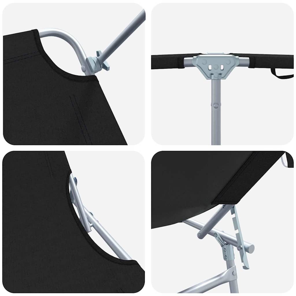 Lettino da sole 2 pcs Nero 58 x 188 x 77cm Poliestere