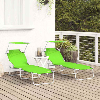 Lettino da sole 2-persona 2 pcs Verde 58 x 188 x 77cm Tessuto