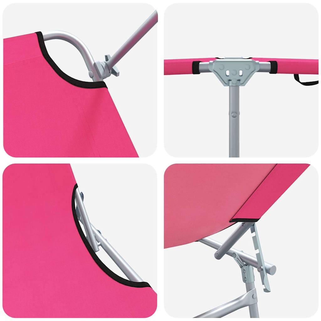 Lettino da sole 2 pcs Rosa 58 x 188 x 77cm Poliestere